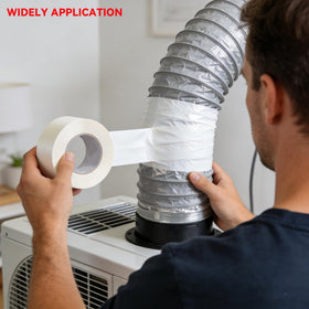 Birllaid window sealing tape sealing gaps around an AC unit.