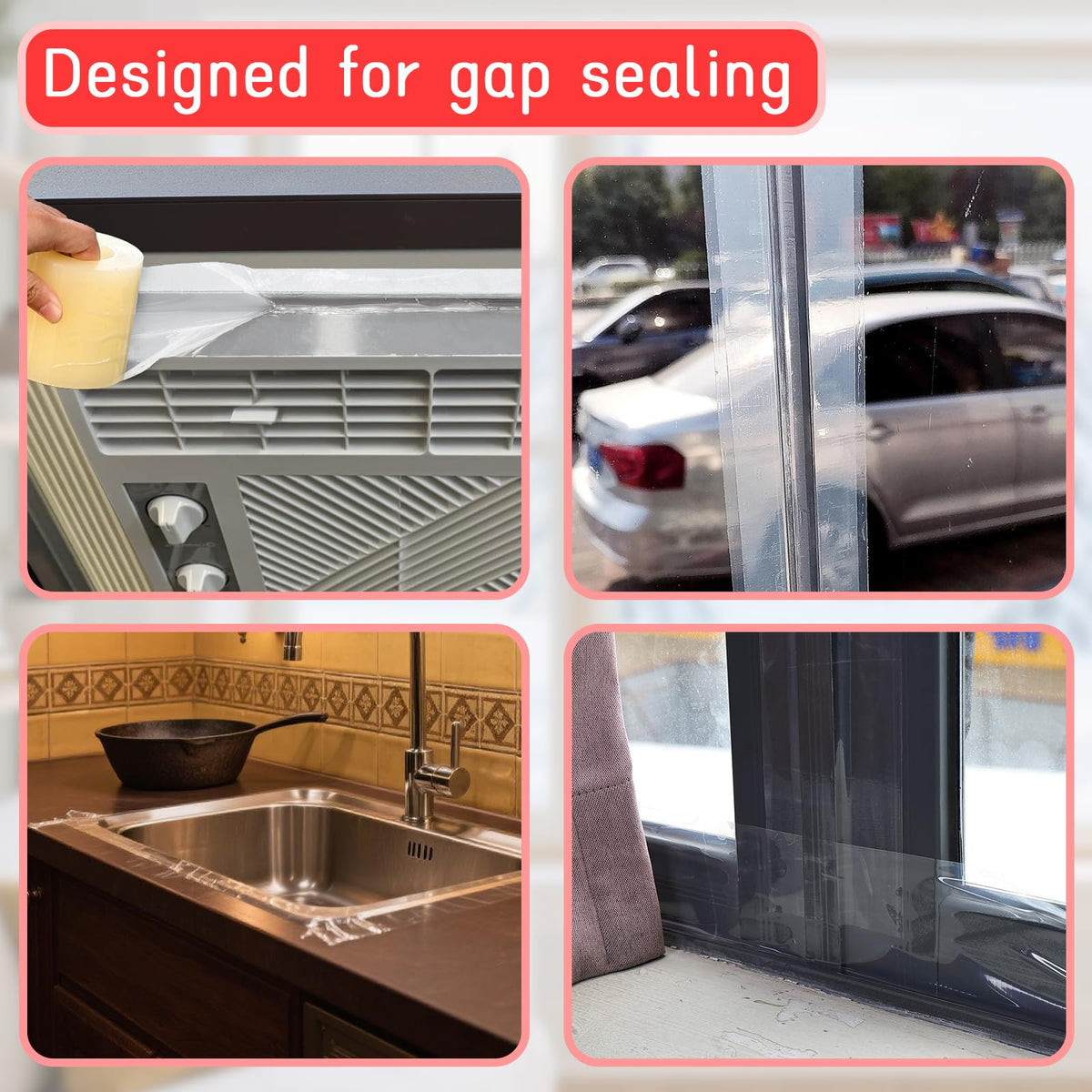 Birllaid weatherproof tape seals window frame for improved insulation.
