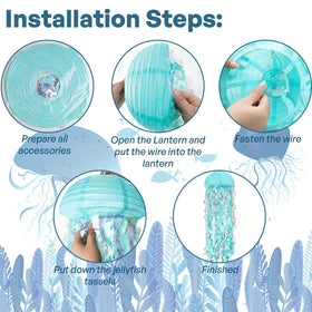 Bisanzoya jellyfish lanterns glow with light blue tentacles for sea party ambiance