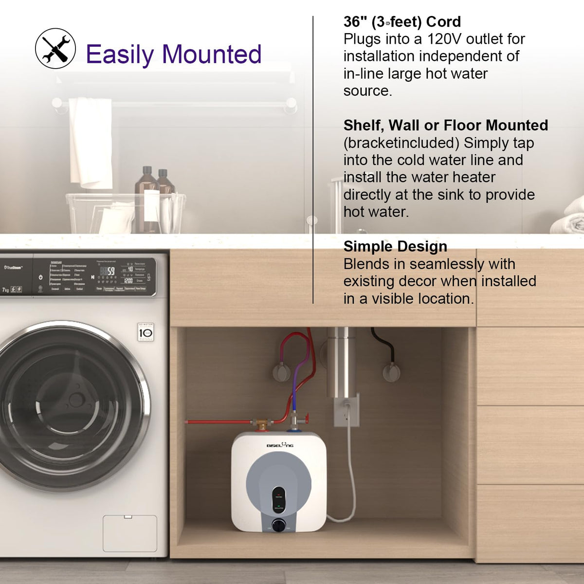 BISELONG compact-design unit fits under sink or RV kitchen.