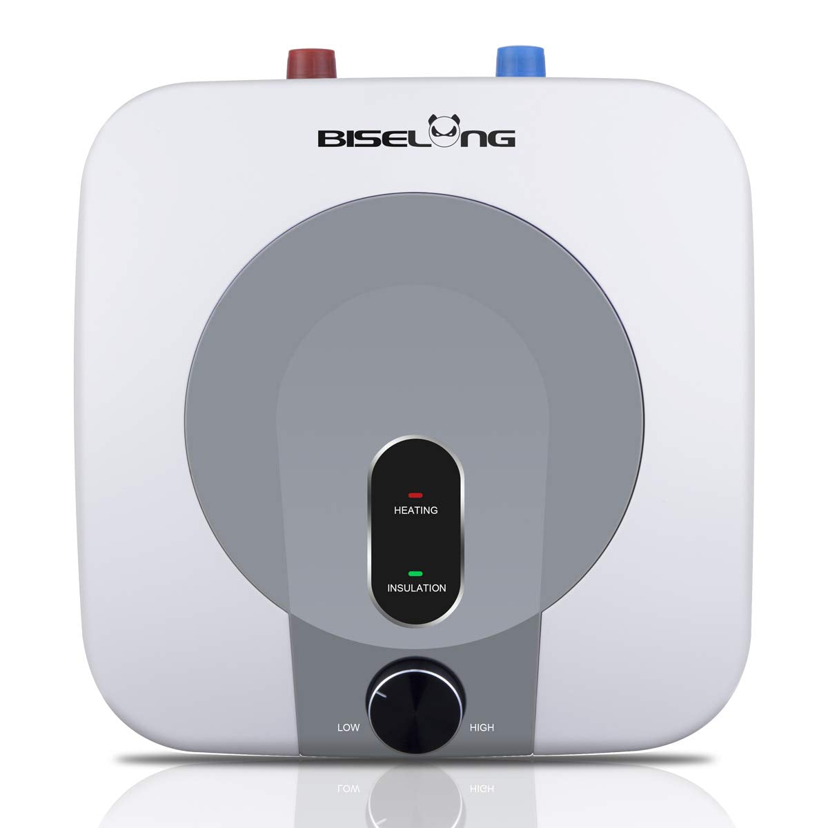 BISELONG under-sink mini-tank water heater in a compact cabinet.