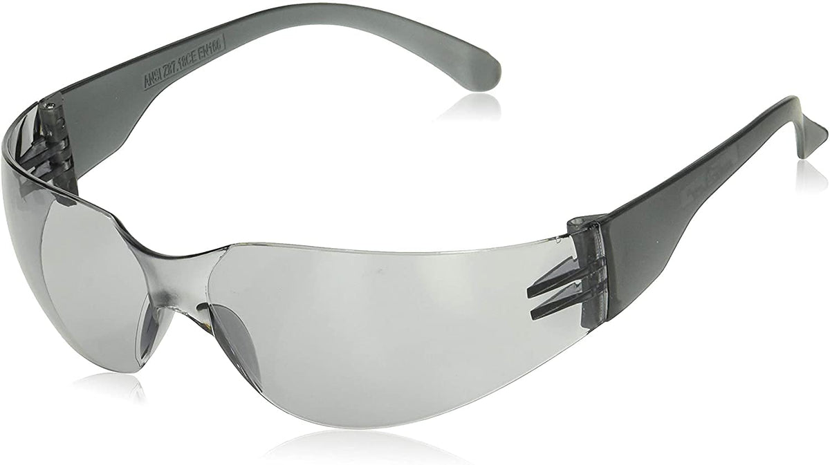 BISON LIFE gray safety glasses with wrap-around lens for full eye protection.
