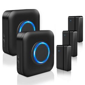 Bistee door chime receiver mounted on wall with clear home and office alerts