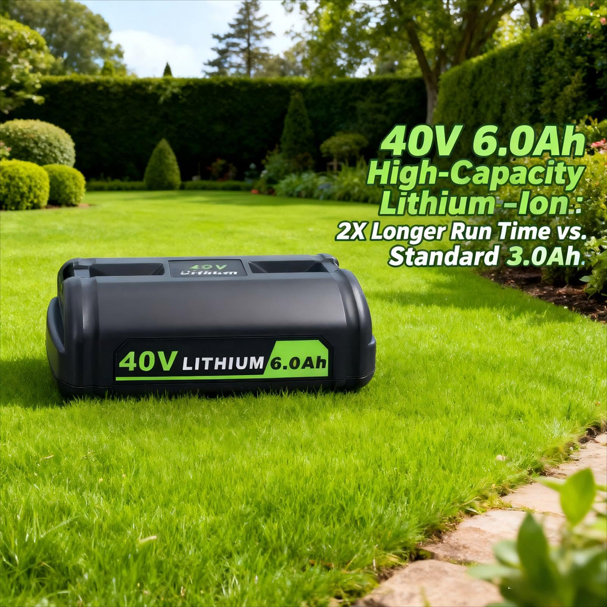 Biswaye 40V 6Ah battery OP4026 for long-yard work sessions