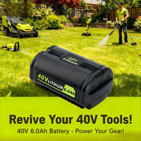 Biswaye 40V 6Ah battery OP40401 compatible with Ryobi 40V chargers