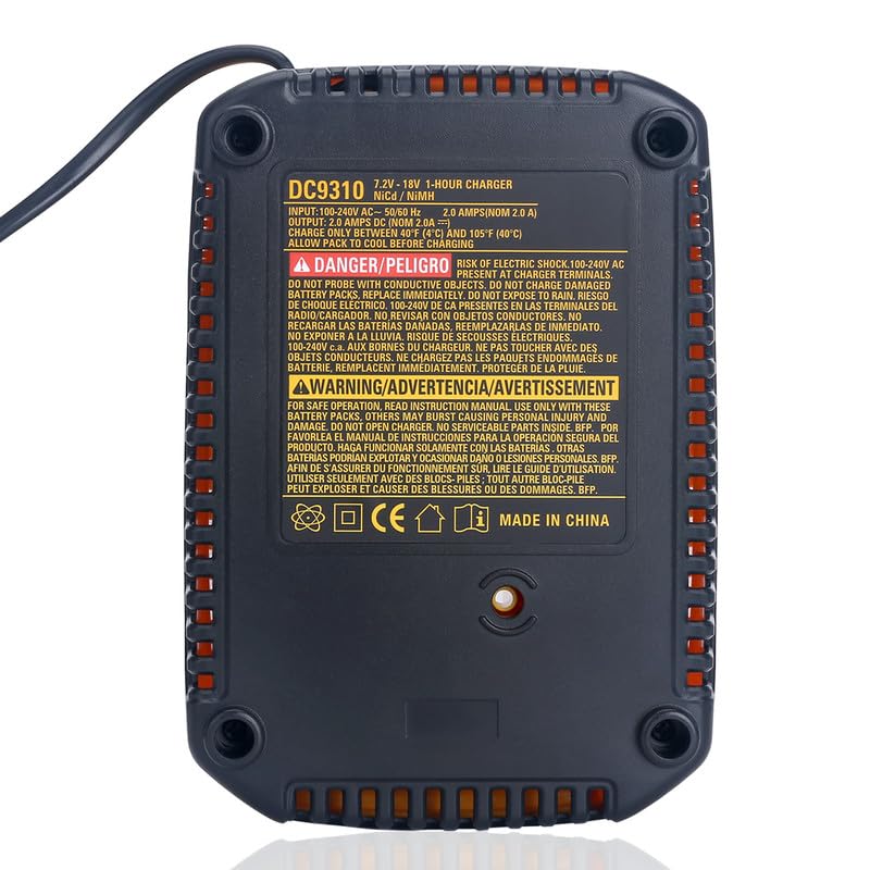 Biswaye DC9310 compatibility chart showing DeWalt 18V models