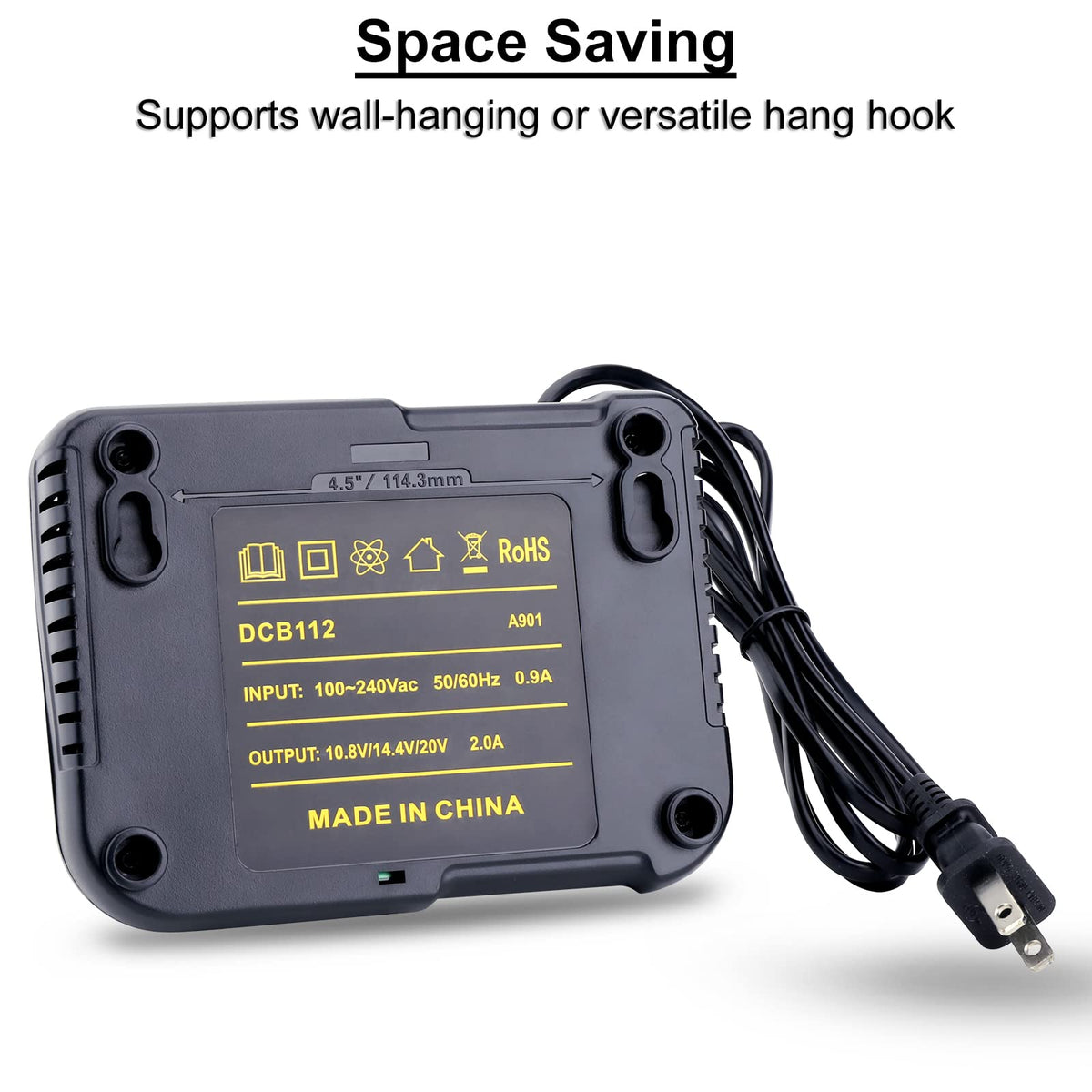 Biswaye DCB112 charger in use on a workbench