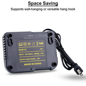 Biswaye DCB112 charger in use on a workbench