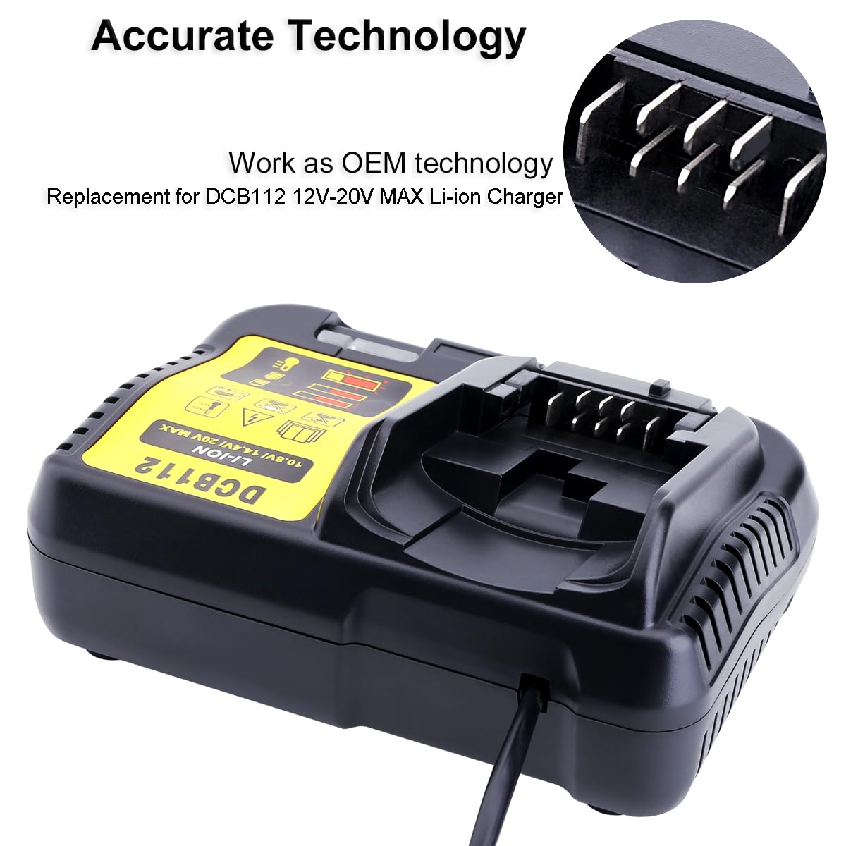 Biswaye DCB115 charger front view highlighting compatibility