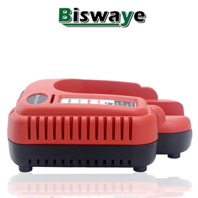 Biswaye charger shown with Black & Decker battery to show compatibility.