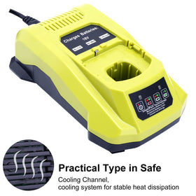 Biswaye P117 compact design saves workspace while powering multiple battery types.