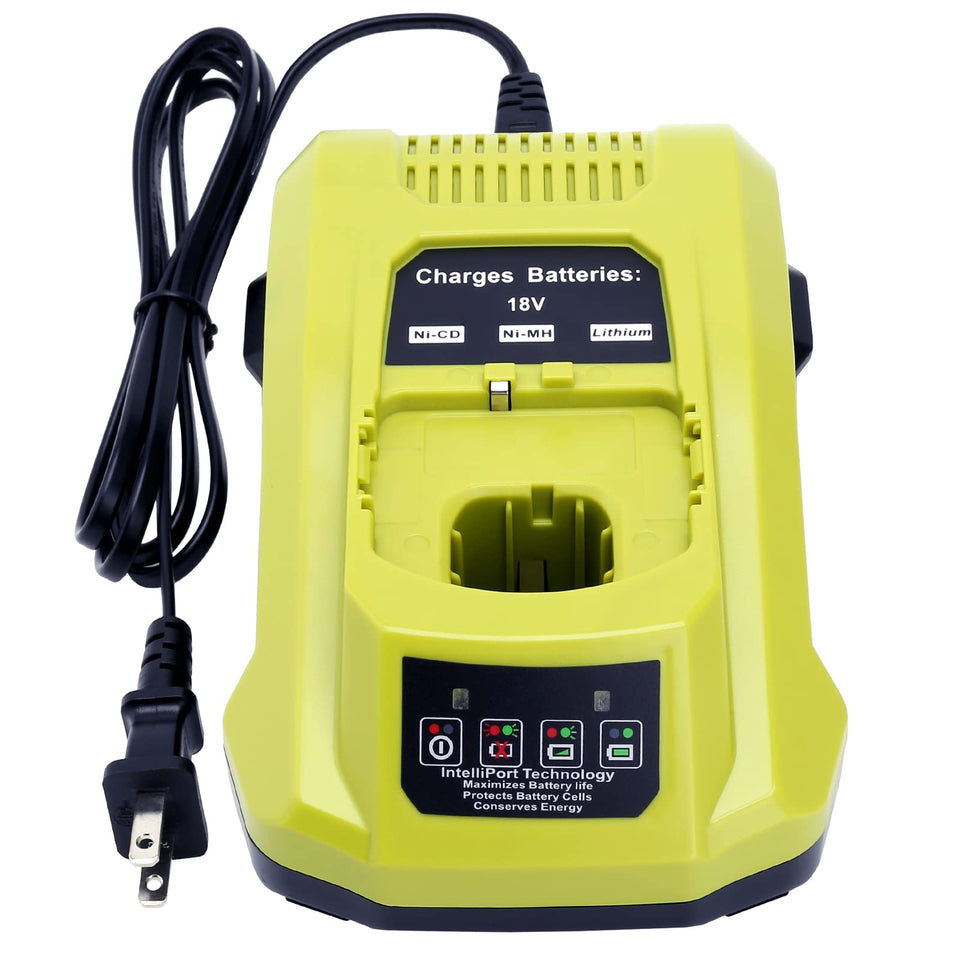 Biswaye P117 fast charger with LED indicator showing charging status for Ryobi 18V batteries.
