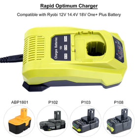 Biswaye P117 supports Ryobi 18V ONE+ and 12V-18V NiCd NiMh batteries for versatile charging.