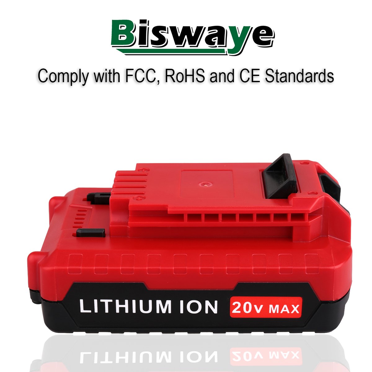 Biswaye PCC685L battery with 20V label, supporting high-load applications.