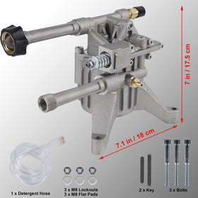 Biswing gas washer pump with front inlet/outlet for simple installation