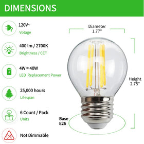 Bitlitshine LED filament globe 2700K closeup showing warm glow