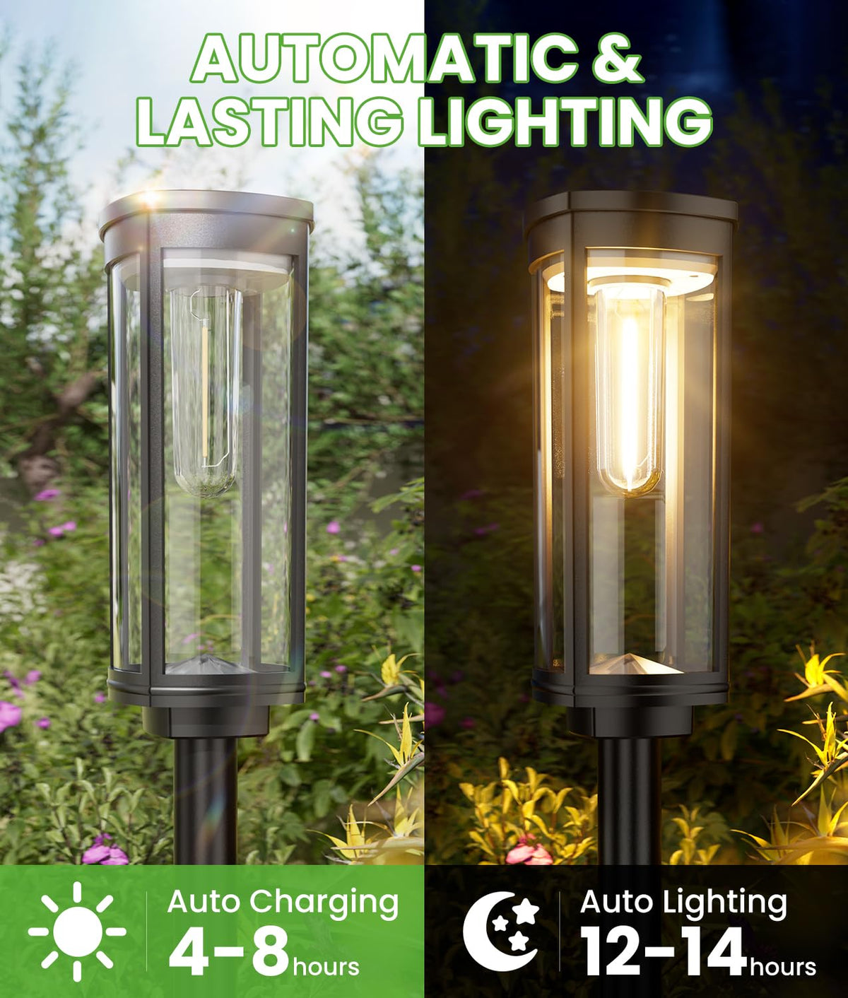 BITPOTT Bright Solar Pathway Light-4 adds retro warm glow along garden bed