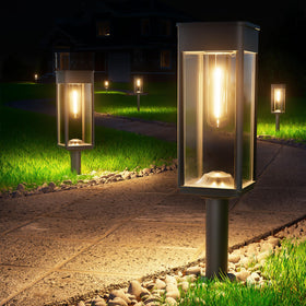 BITPOTT solar-pathway-light on path with IP65 waterproof for all-weather illumination.