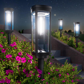BITPOTT bright solar pathway light with a clear lens provides vivid outdoor illumination and safe walkways.