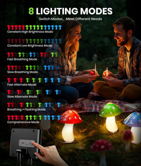 BITPOTT solar mushroom lights cover a 30ft path with vibrant glow