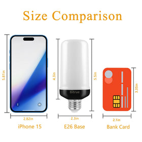 Bitrue LED flame light bulb showing 4 modes for mood lighting