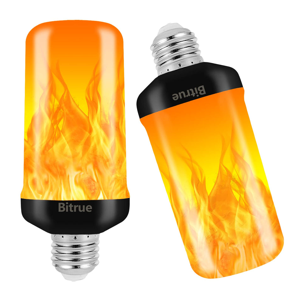 Bitrue LED flame bulb with wobbling flame for cozy ambiance.