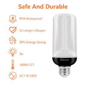 Bitrue warm 1800K flame LED bulb for inviting glow.