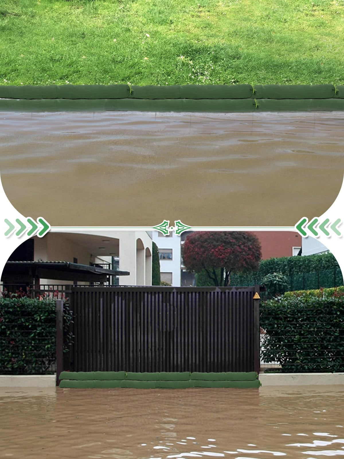 Biubee sandbags by the garage entrance offer wind and rain protection