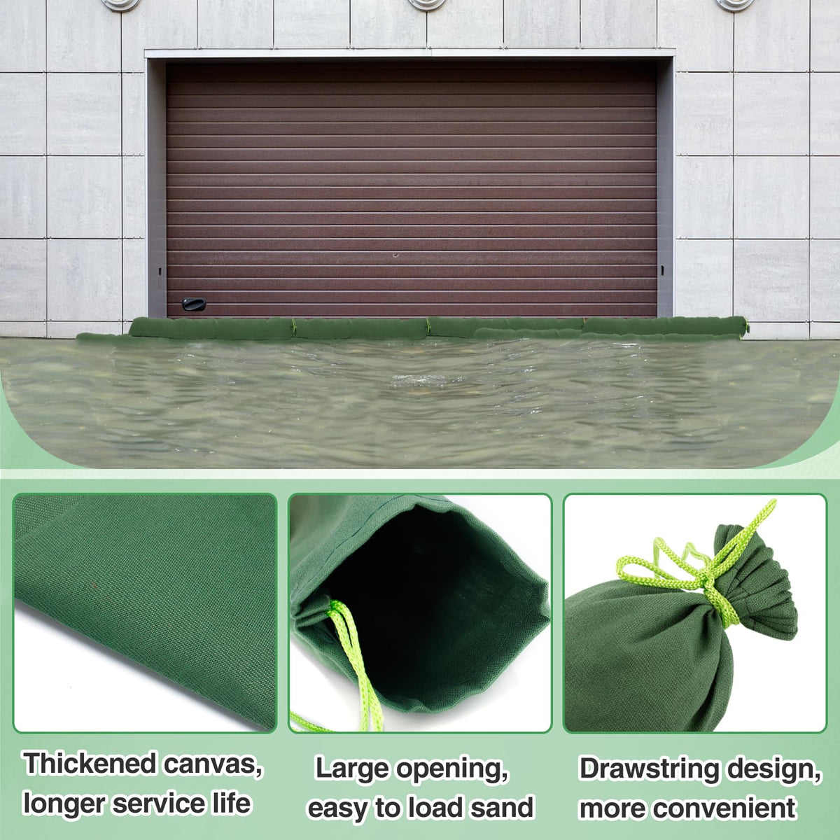 Biubee thickened canvas sandbag shows durable material for repeat flood use