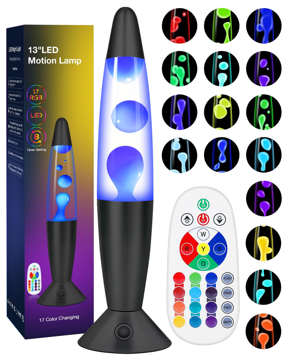 Biulazyda liquid motion lamp front view shows ambient color-changing glow