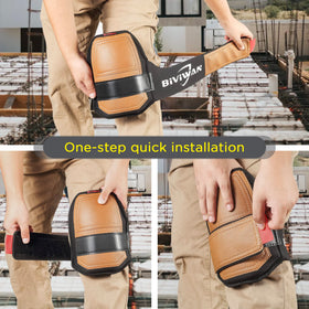 Biviwan knee pads feature quick-strap closure for secure fit.