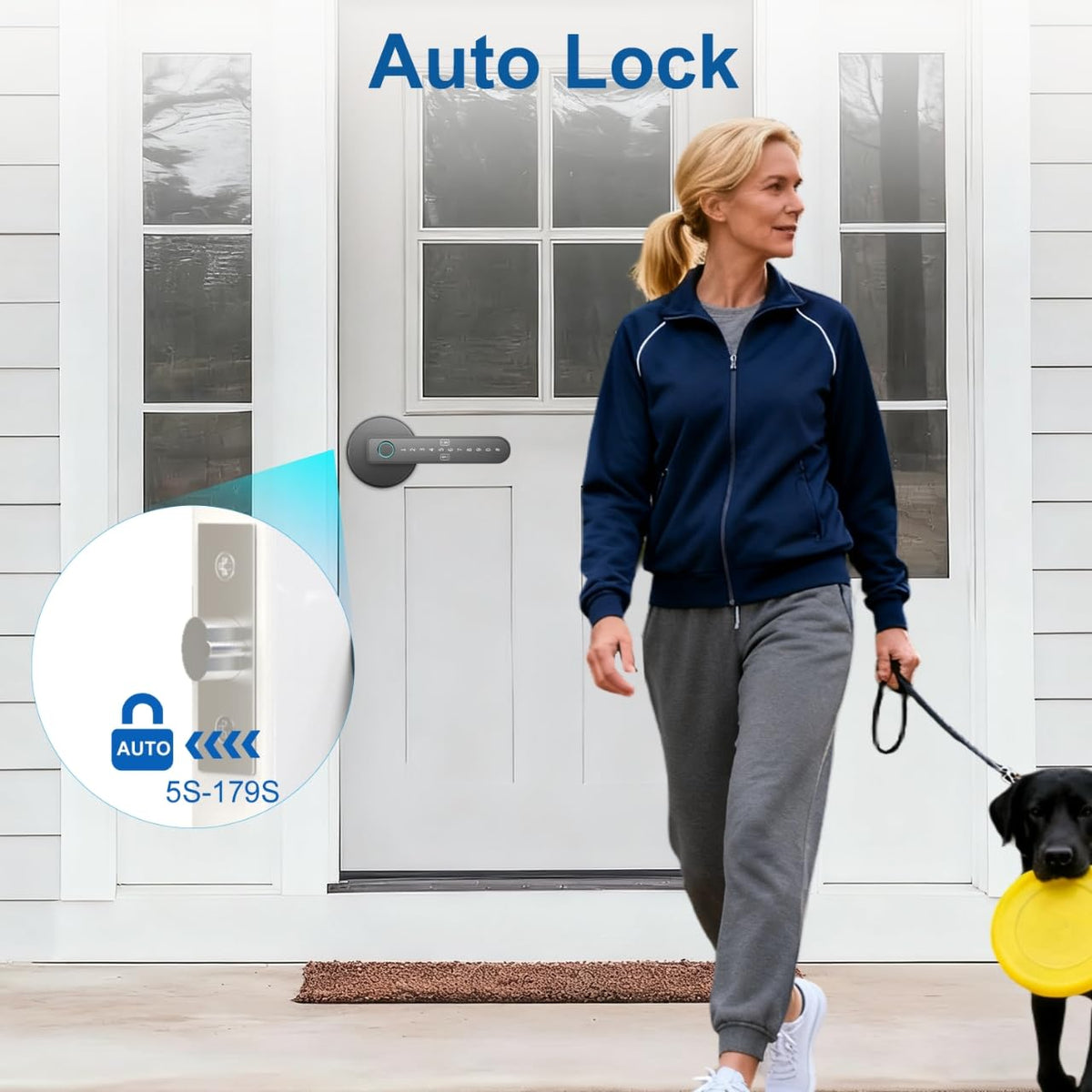 BIWIBON black finish door lock suits modern homes.