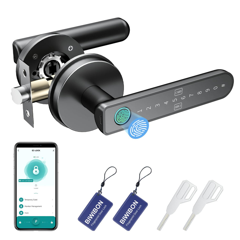 BIWIBON fingerprint lock front view enables quick, secure entry.