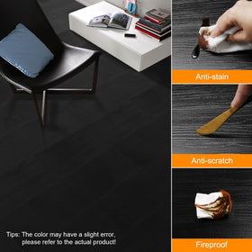 Biyoee black wood look plank offers waterproof, scratch-resistant performance for busy spaces