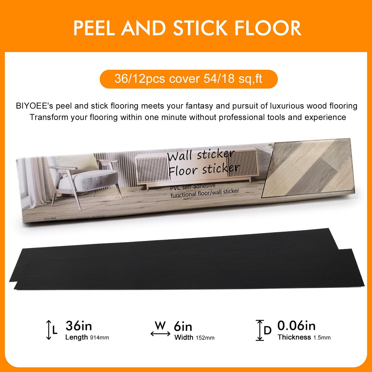 Biyoee black wood look plank pairs with contemporary bedrooms for cohesive decor