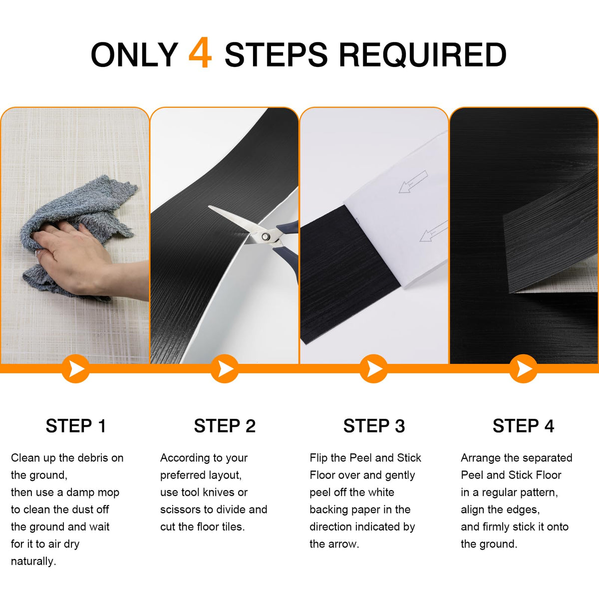 Biyoee black wood look plank is simple to clean and maintain in living spaces