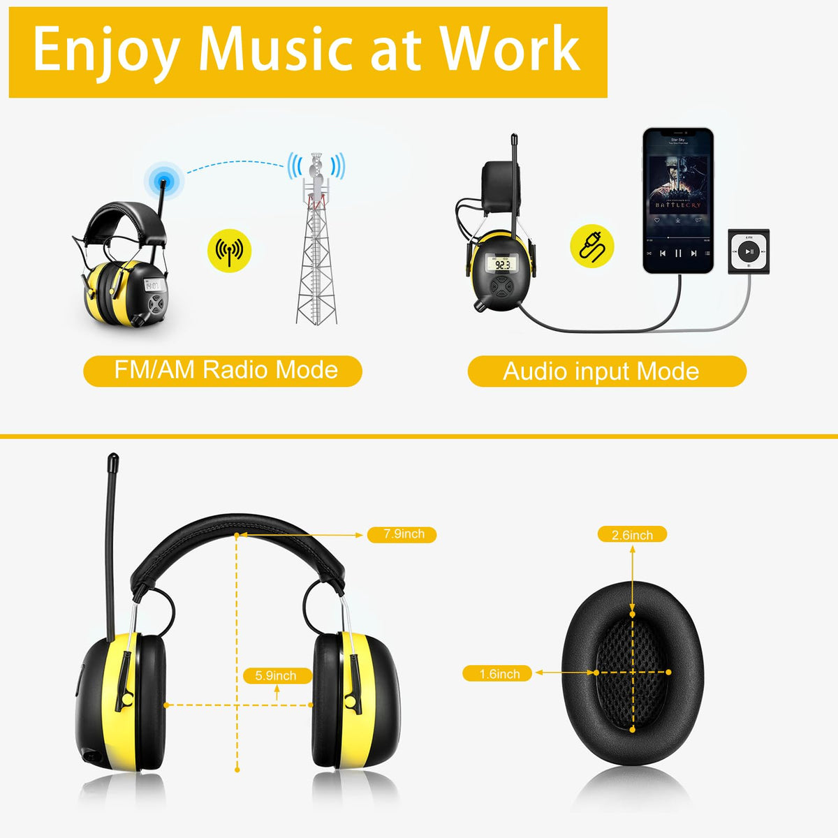 BJKing headphones with 3.5mm AUX port connect to phones and laptops