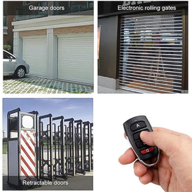 In-use image shows easy control of a garage door with the Bkiyougo remote.
