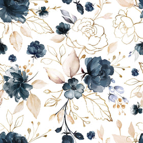 BKSTICK navy blue floral wallpaper for an elegant accent wall