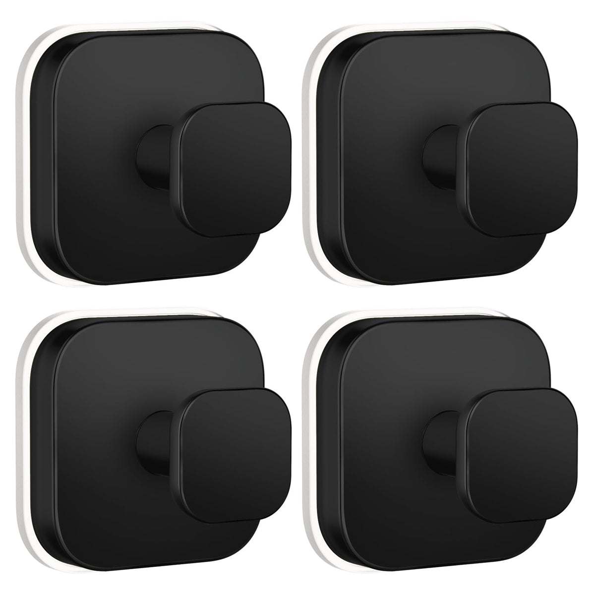 BKV suction cup hooks with square base in black for towel hanging in a bathroom