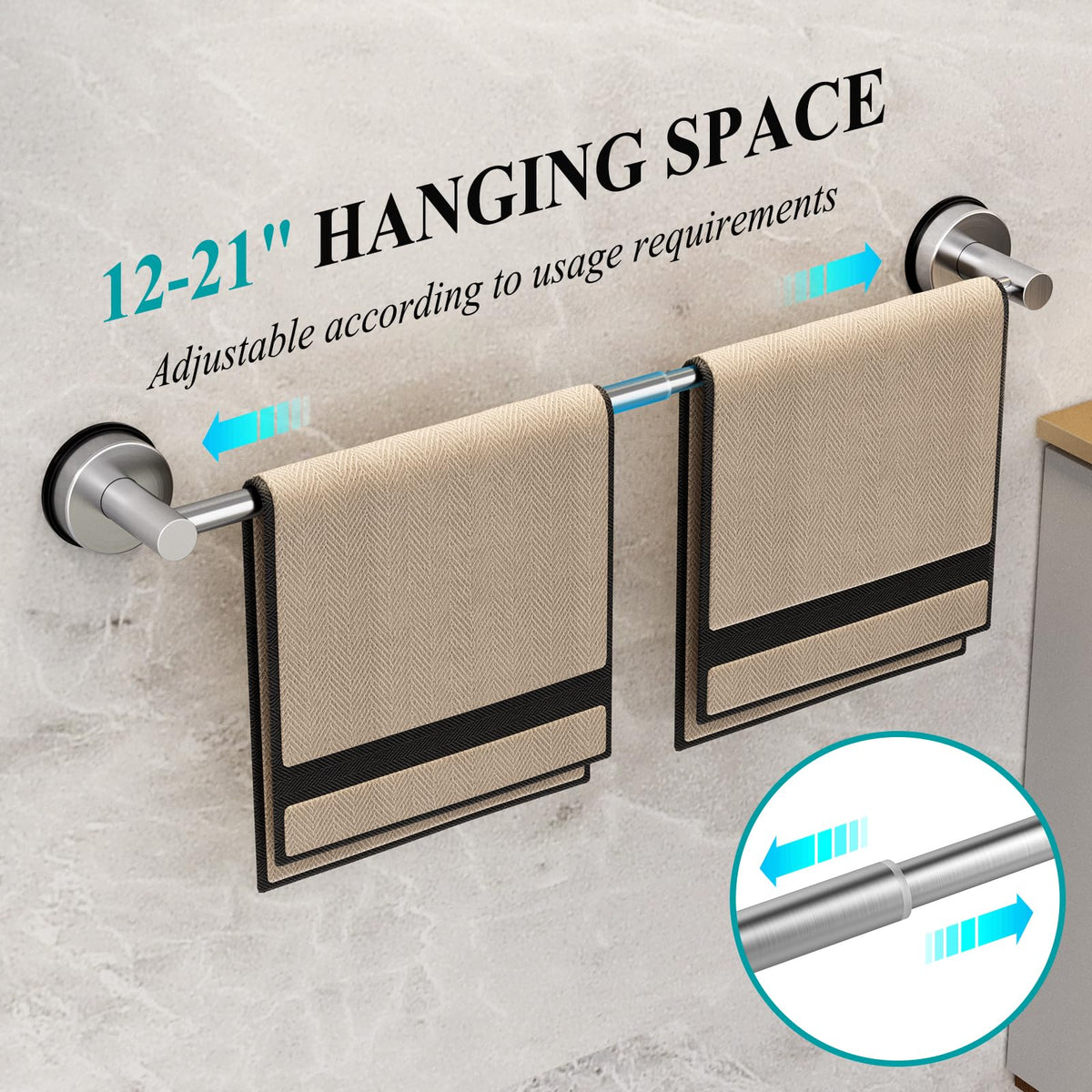 BKV towel bar can hang towels, bathrobes, or clothes for quick drying.