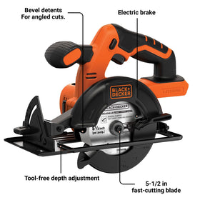 Black+Decker 20V circular saw bevel angle for precise 45° and 90° cuts.