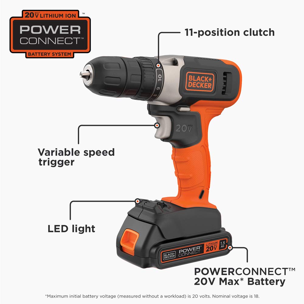 LBXR20 battery attached to drill provides reliable runtime.