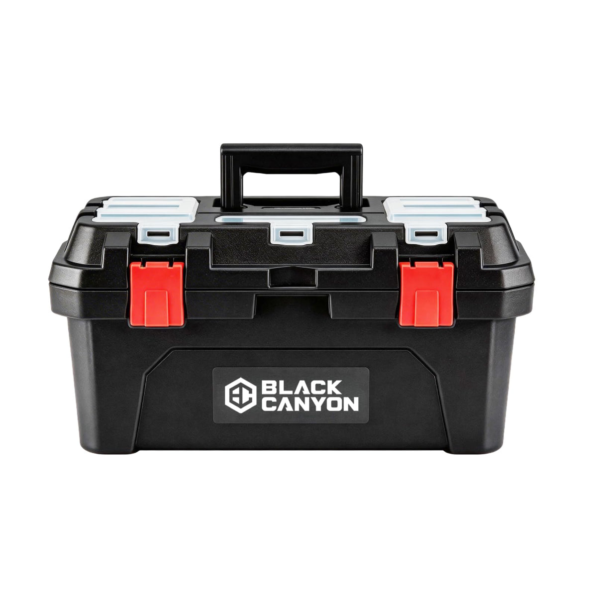 Black Canyon 17-inch tool box with top-lid storage keeps small parts organized for DIY projects.