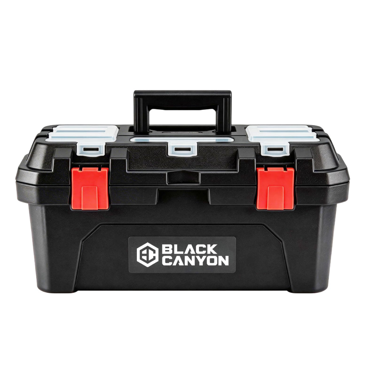 BLACK CANYON 19in toolbox front view shows compact, durable storage for job sites.
