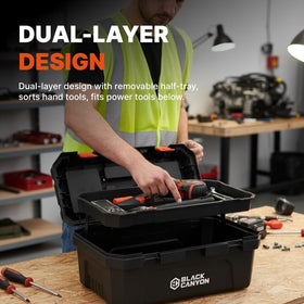 Not water-resistant; store the Black Canyon toolbox in dry areas to protect contents.