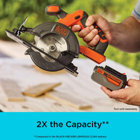 Person holding the 4Ah battery demonstrates comfortable grip for extended use.