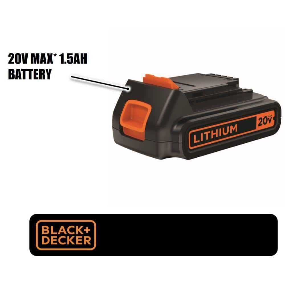 Compact BLACK+DECKER 20V Max battery design for balanced handling