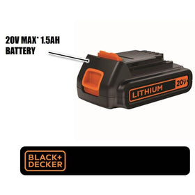 Compact BLACK+DECKER 20V Max battery design for balanced handling