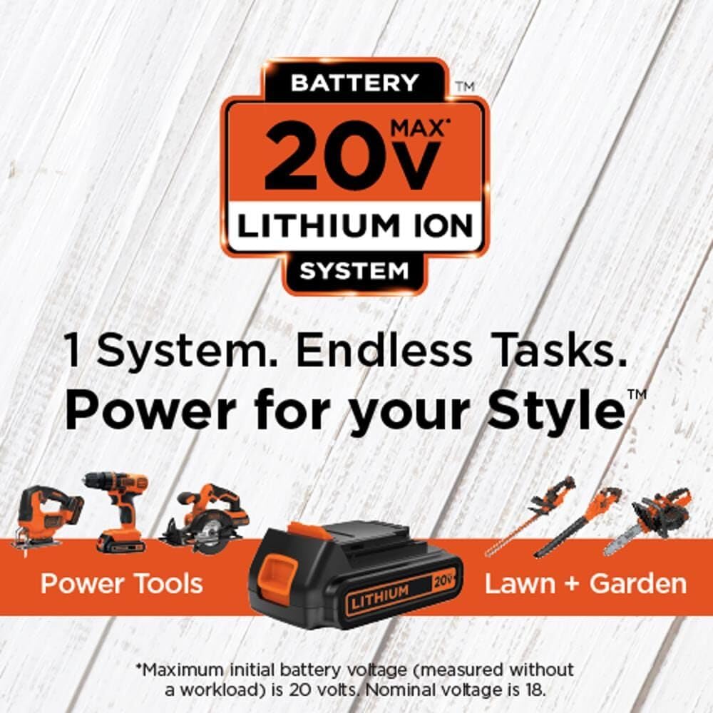 Black+Decker 20V Max motor powering a range of drilling and driving tasks.